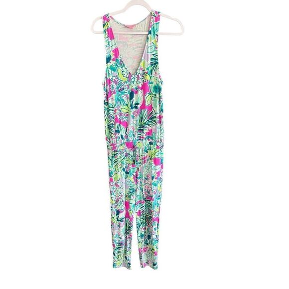 Lilly Pulitzer Womens Multicolor Floral Print V-Neck Sleeveless Jumpsuit Small - Picture 1 of 12
